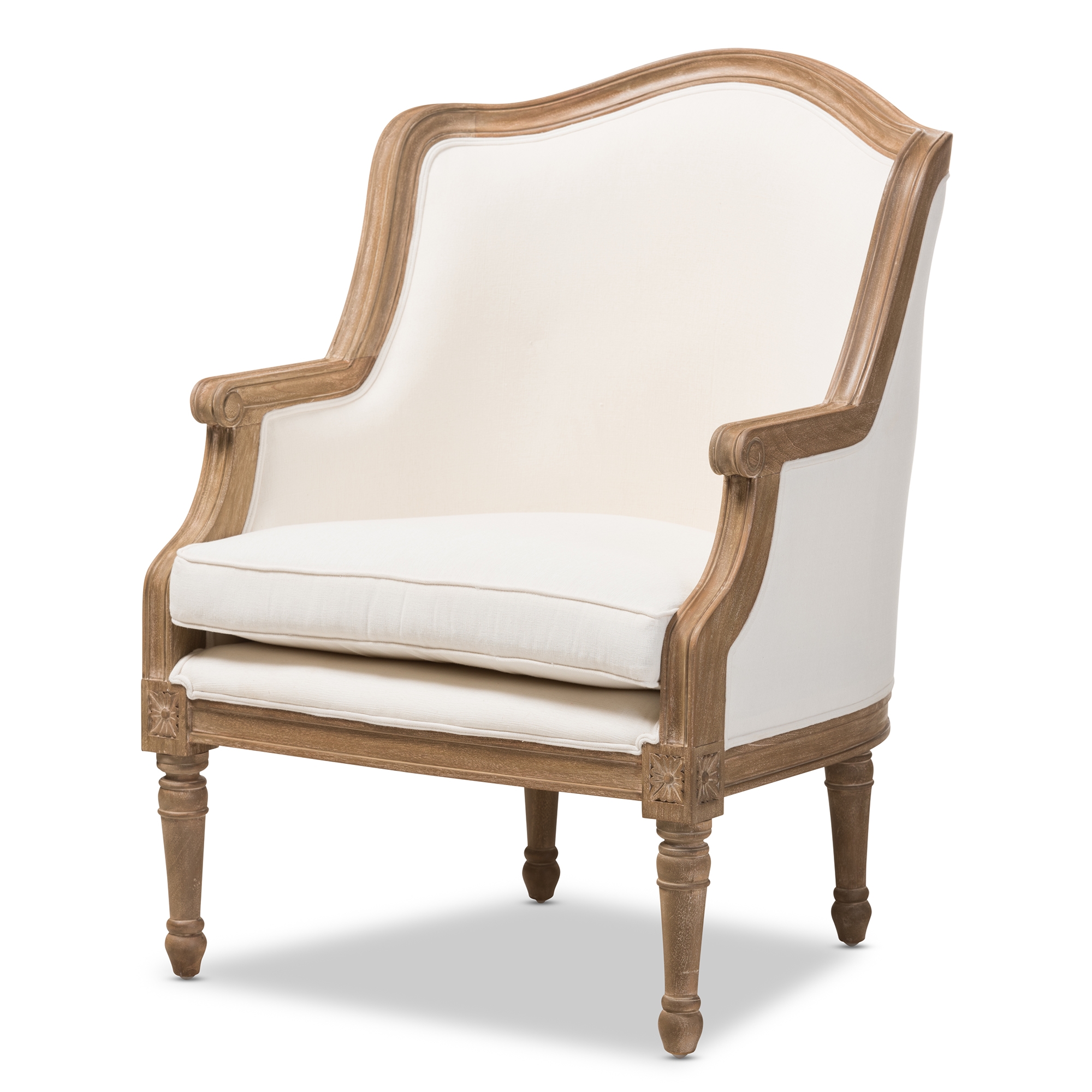 Baxton Studio Charlemagne Traditional French Accent Chair Oak